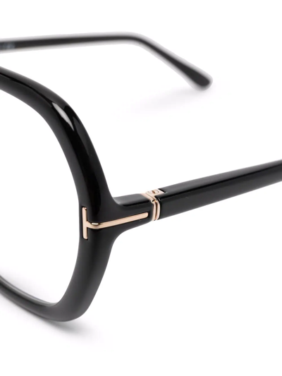Tom Ford Oversized Round Glasses In Black