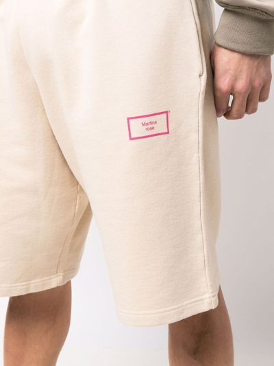 Shop Martine Rose Box Logo-print Track Shorts In Nude