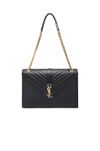 Saint Laurent Medium Grained Matelasse Quilted Leather Shoulder Bag - Black In Black