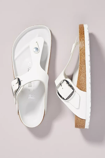 Shop Birkenstock Gizeh Big Buckle Smooth Leather Sandals In White