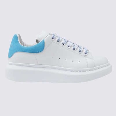 Shop Alexander Mcqueen White And Sky Blue Leather Oversized Sneakers