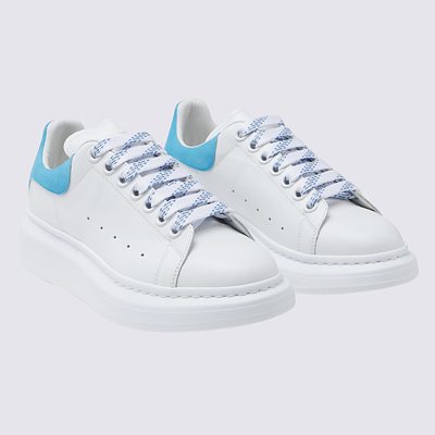Shop Alexander Mcqueen White And Sky Blue Leather Oversized Sneakers