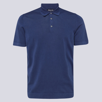 Shop Drumohr Blue Cotton Polo Shirt