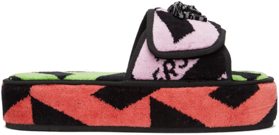 Shop Versace Multicolor 'la Greca' Slippers In Z7554 Multicolor