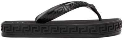 Shop Versace Black Greca Sandals In 1b000 Black