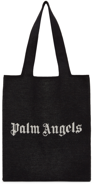 Shop Palm Angels Black Knit Shopper Tote
