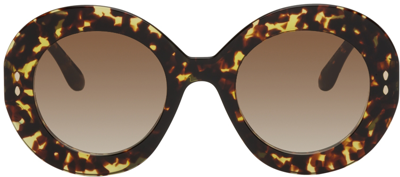 Shop Isabel Marant Tortoiseshell Oval Sunglasses In 0086 Hvn