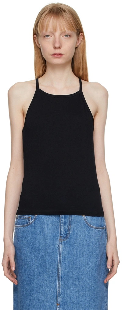 Shop Frame Black 'le Mid Rise Cami' Tank Top In Noir