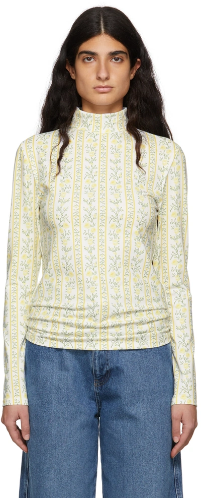 Tanner Fletcher White Floral Stripe Lonnie Shirt In Floral Stripe