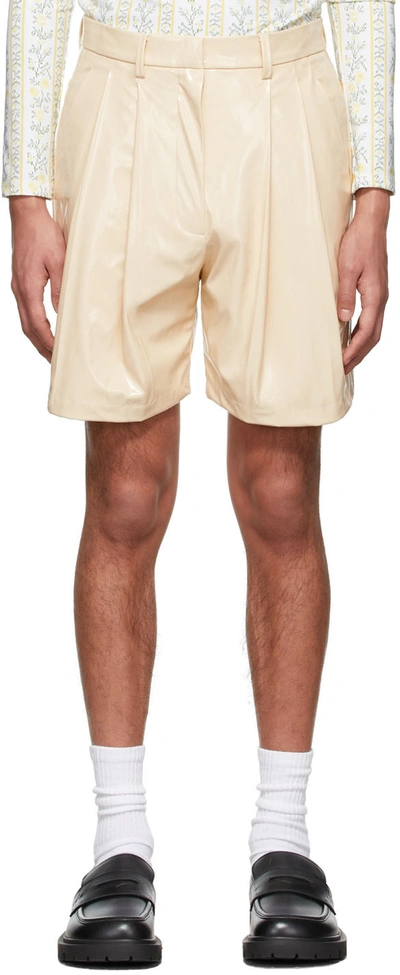Tanner Fletcher Beige Marlo Wet Look Shorts In Beige