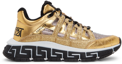 Shop Versace Gold Trigreca Sneakers In 6y090 Gold
