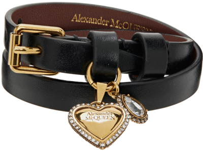 Shop Alexander Mcqueen Black Heart Bracelet In 1000 Black