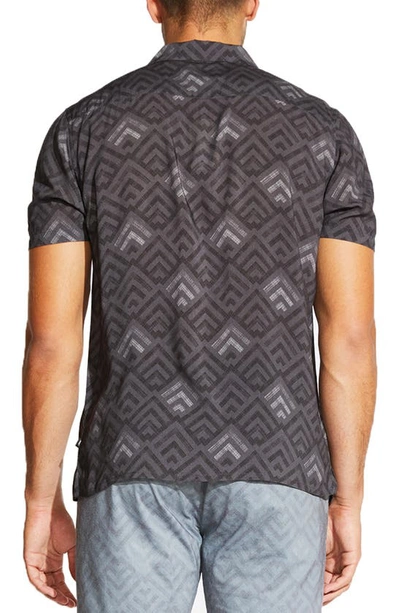 Shop Civil Society Lodi Geometric Print Short Sleeve Regular Fit Shirt In Charcoal