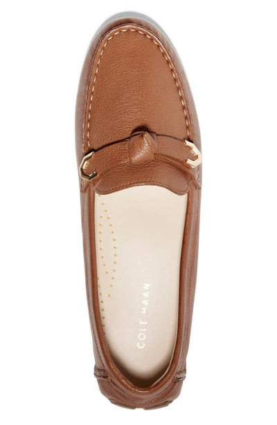 Shop Cole Haan Evelyn Bow Leather Driver In Pecan Grain