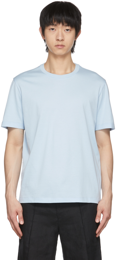 Shop Brioni Blue Cotton Gassed T-shirt In 4900 Sky Blue