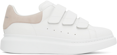 Shop Alexander Mcqueen White & Taupe Oversized Velcro Sneakers In 9182 White/patchouli