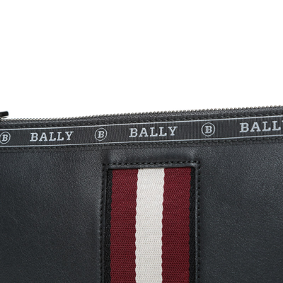 Shop Bally 巴利  奢侈品 男士highpoint系列皮质手拿包黑色红白条纹 Hartland 10 6227997