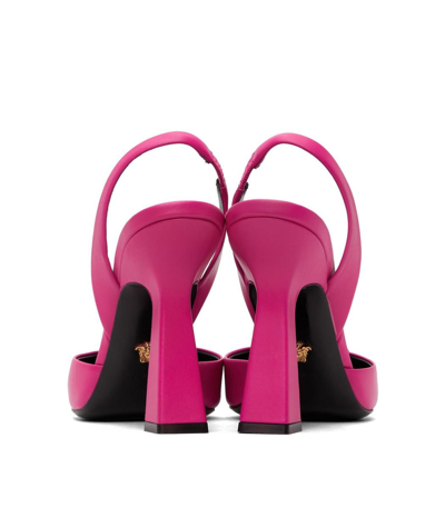 Shop Versace Sling Back 105 Calf Leather Pumps Fuchsia In Pink