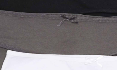 Shop Nordstrom Rack Kids' Hipster Cut Panties In Grey Stripe- Black Pack