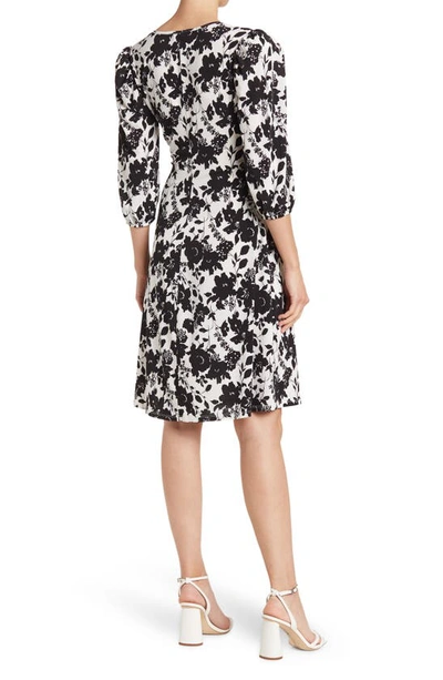 Shop Love By Design Amelia Ruched Wrap Dress In Black/ White Floral