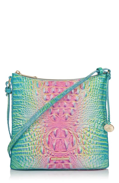 Shop Brahmin Katie Croc Embossed Leather Crossbody Bag In Cotton Candy