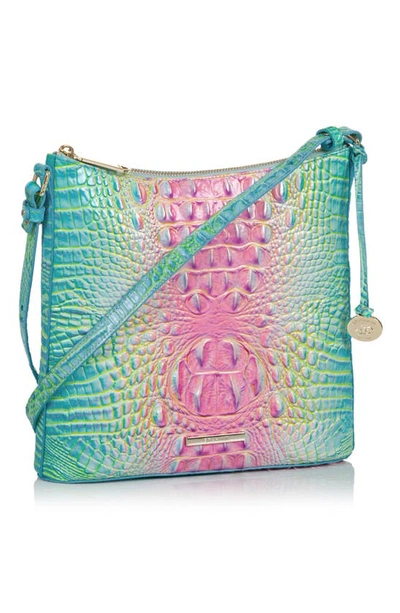 Shop Brahmin Katie Croc Embossed Leather Crossbody Bag In Cotton Candy