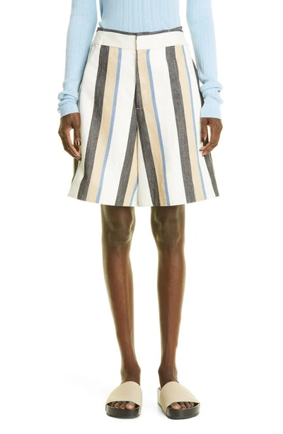 Shop Co Stripe Linen Blend Shorts In Multi Stripe