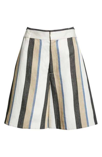 Shop Co Stripe Linen Blend Shorts In Multi Stripe