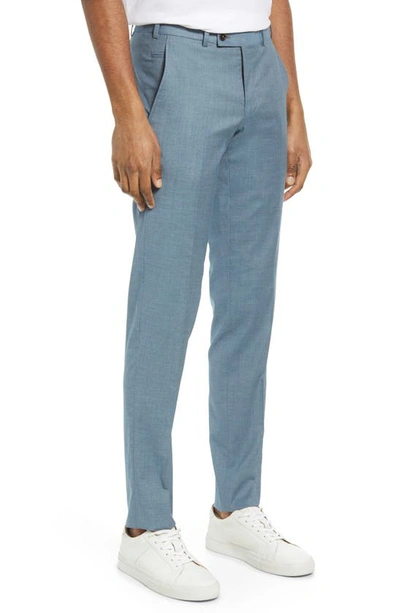 Shop Ted Baker London Jerome Solid Stretch Wool Blend Dress Pants In Teal