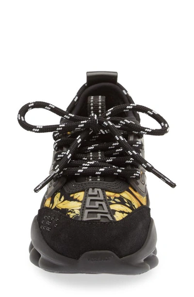 Shop Versace Chain Reaction Sneaker In Black Gold