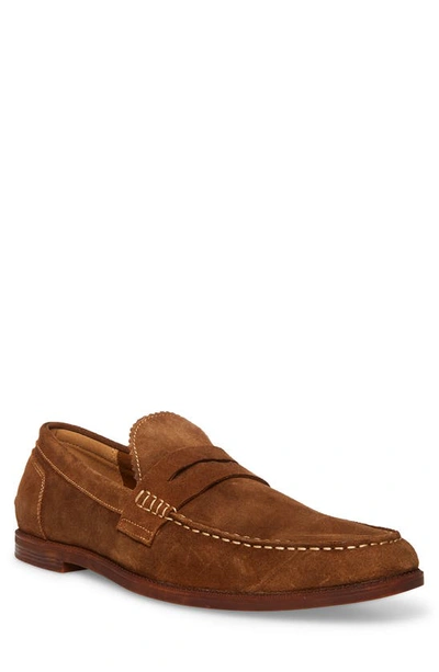 Shop Steve Madden Ramsee Suede Penny Loafer In Tobacco