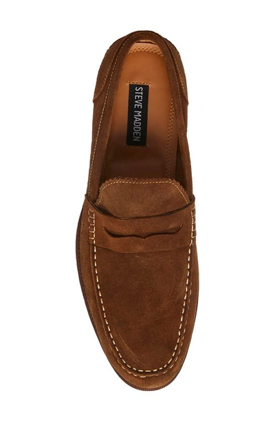Shop Steve Madden Ramsee Suede Penny Loafer In Tobacco