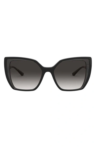 Shop Dolce & Gabbana Dolce&gabbana 55mm Cat Eye Sunglasses In Dark Grey Black