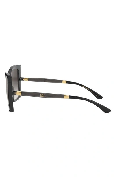 Shop Dolce & Gabbana Dolce&gabbana 55mm Cat Eye Sunglasses In Dark Grey Black