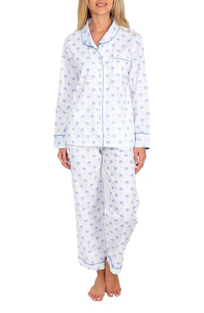 Shop Sant And Abel Palm Tree Print Cotton Pajamas In Blue