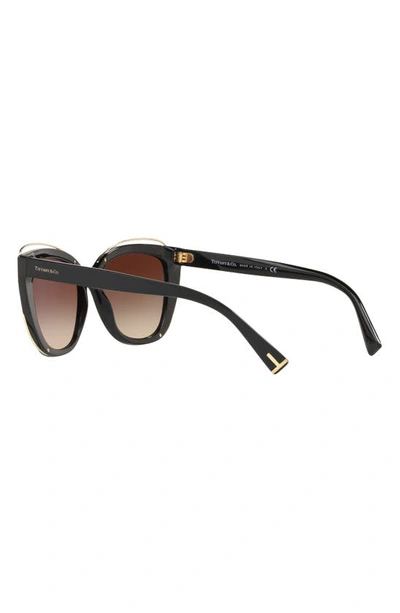 Shop Tiffany & Co 54mm Gradient Cat Eye Sunglasses In Black Gradient