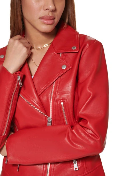 Shop Levi's Faux Leather Moto Jacket In Pompeii Red