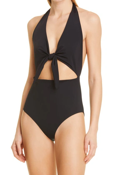 Shop Mara Hoffman Maddy Cutout One-piece Swimsuit In Nero