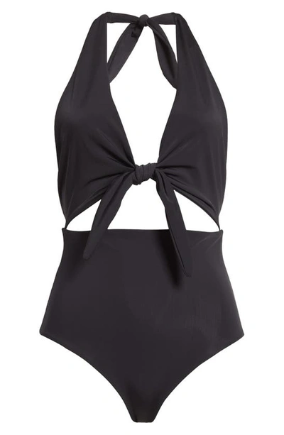 Shop Mara Hoffman Maddy Cutout One-piece Swimsuit In Nero