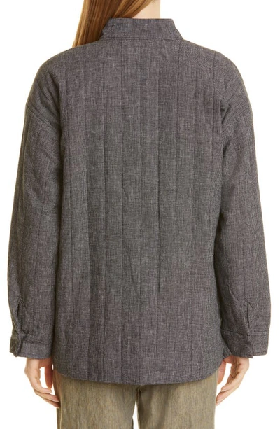 Shop Eileen Fisher Stand Collar Hemp & Organic Cotton Padded Jacket In Black White