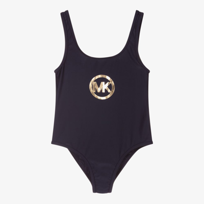 Shop Michael Kors Girls Blue Logo Swimsuit