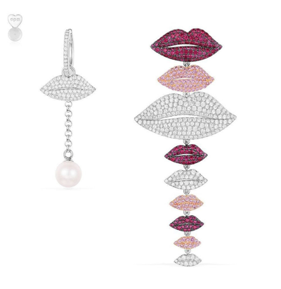 Apm Monaco Pearl Bali Asymmetric Multicolor Lips Earrings ModeSens