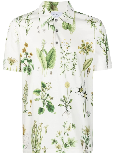 Shop Ferragamo Mens Floral Print Cotton Polo Shirt