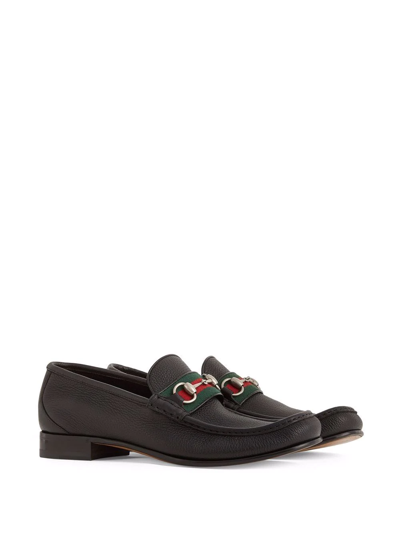 Shop Gucci Horsebit Web-strap Loafers In Black
