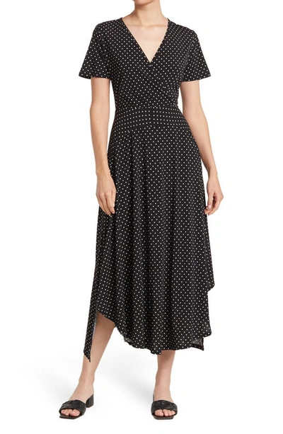 Love By Design Colette Double Layer Maxi Dress In Black/ White Micro Dot