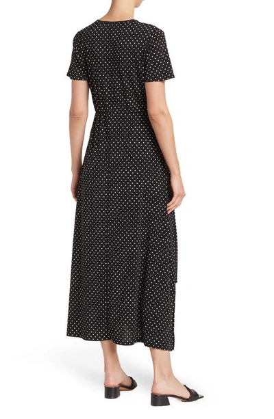 Love By Design Colette Double Layer Maxi Dress In Black/ White Micro Dot