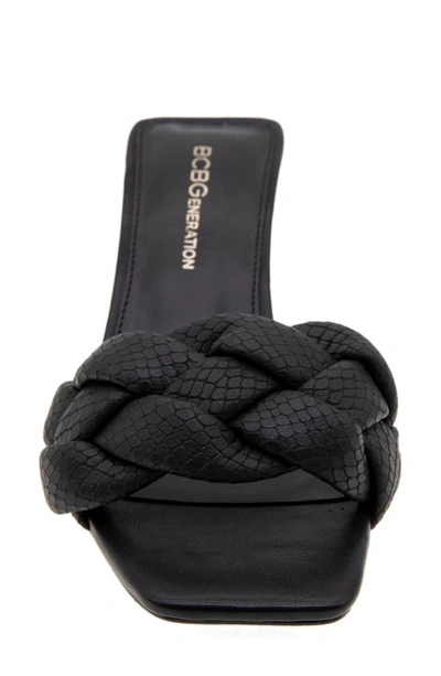 Shop Bcbgeneration Marlino Snake Embossed Slide Sandal In Black Breach Leather