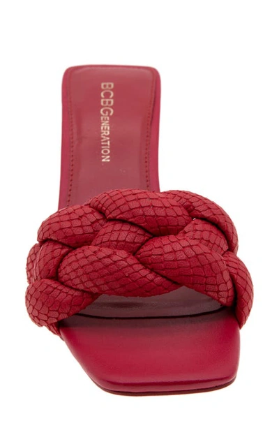 Shop Bcbgeneration Marlino Snake Embossed Slide Sandal In Lipstick Breach Leather