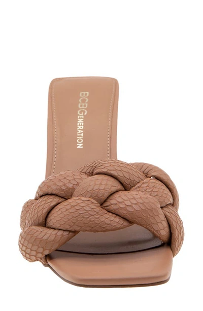 Shop Bcbgeneration Marlino Snake Embossed Slide Sandal In Tan Breach Leather
