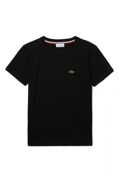 Shop Lacoste Kids' Logo Cotton T-shirt In Black